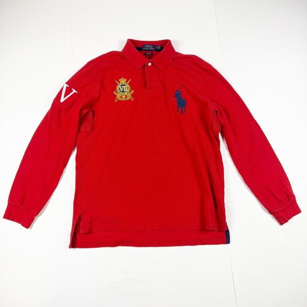 Polo Ralph Lauren Mens Red Long Sleeve L Polo Shirt County Riders & Jockey Club
